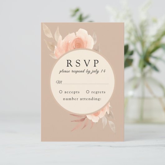 Rosa Rose im Rahmen Botanische Hochzeit RSVP (Stehend Vorderseite)