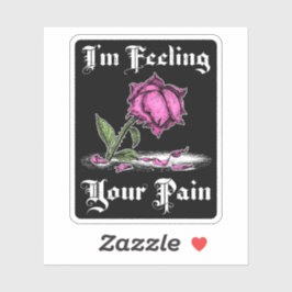 Rosa Rose im verzweifelten weißen Text Aufkleber