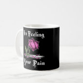 Rosa Rose im verzweifelten weißen Text Kaffeetasse (Vorderseite Links)