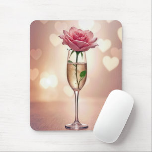 Rosa Rose in Champagnerflut Mousepad