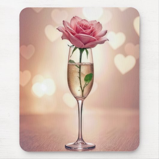 Rosa Rose in Champagnerflut Mousepad (Vorne)
