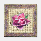 Rosa Rose in der Leinwand Frame Magnet (Vorne)
