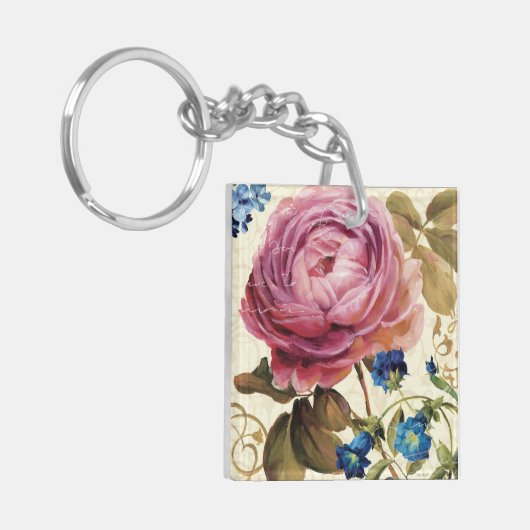 Rosa Rose in der vollen Blüte Schlüsselanhänger (Vorderseite links)