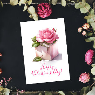 Rosa Rose in einer Box Valentinstag Karte