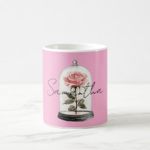 Rosa Rose in Glas Kaffeetasse