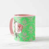 Rosa Rose Initial Vintag Green Pattern Tasse (Vorderseite Links)