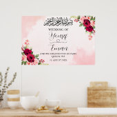 Rosa-Rose-islamisches Hochzeitplakat Poster (Küche)