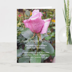 Rosa Rose June Birthday Karte