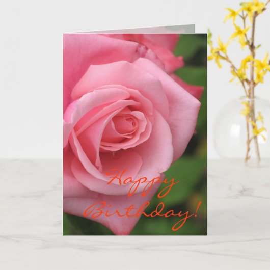 Rosa Rose Karte (Gelbe Blume)