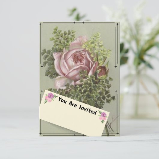 Rosa Rose Karte (Stehend Vorderseite)