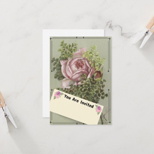 Rosa Rose Karte (Vorderseite/Rückseite Beispiel)