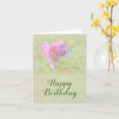 Rosa Rose Karte (Gelbe Blume)