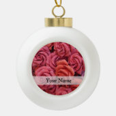 Rosa Rose Keramik Kugel-Ornament (Vorderseite)