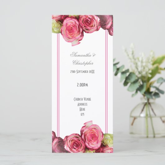 Rosa Rose Kirchenhochzeit in Flornosa Programm (Stehend Vorderseite)