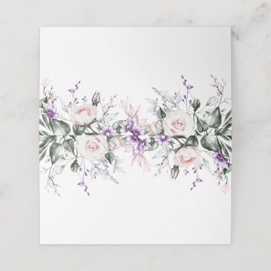 Rosa Rose Lila Wildblumen Orte Platzkarte (Außenseite Aufgefaltet)