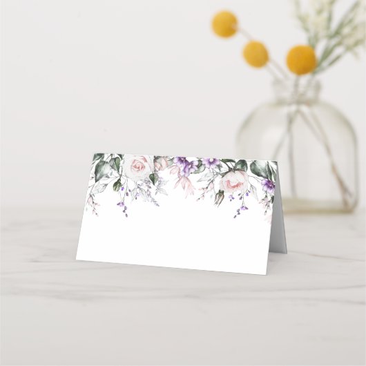 Rosa Rose Lila Wildblumen Orte Platzkarte (Rückseite)