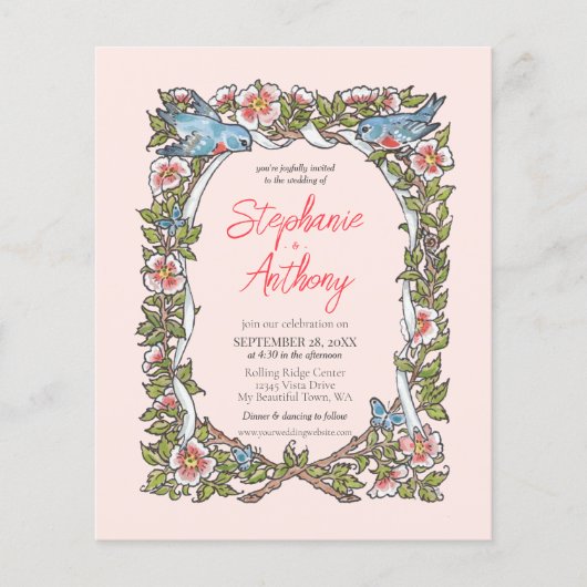 Rosa Rose & Love Bird Pastel Wedel Budget Blush (Vorderseite)