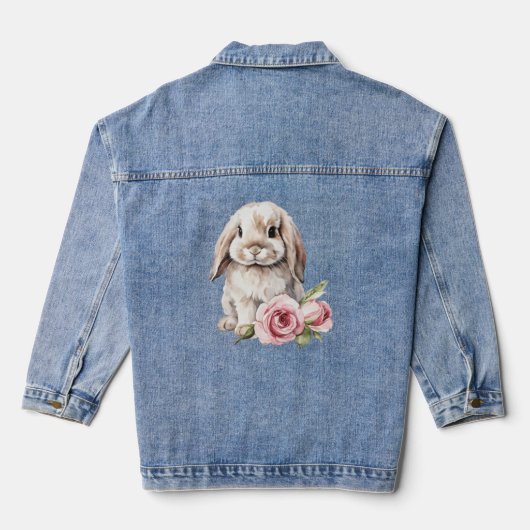 Rosa Rose Love Eared Bunny Rabbit Jeansjacke (Rückseite)