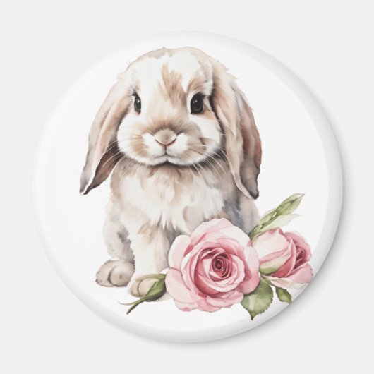 Rosa Rose Love Eared Bunny Rabbit Magnet (Vorne)