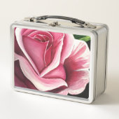 Rosa Rose Metall Brotdose (Vorderseite)