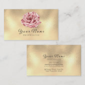 Rosa Rose Metallic Lux Champagne Gold Glass Visitenkarte (Vorne/Hinten)