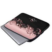 Rosa Rose Metallische Blüte auf schwarzem Laptop-S Laptopschutzhülle (Vorne Knopf)