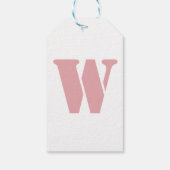Rosa Rose Minimalistischer Monogramm Geschenkanhänger (Rückseite)