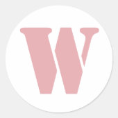 Rosa Rose Minimalistischer Monogramm Runder Aufkleber (Vorderseite)