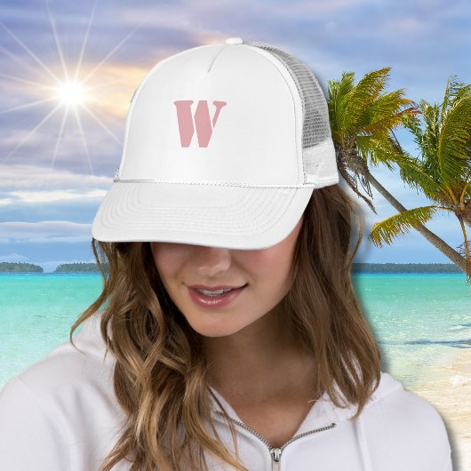 Rosa Rose Minimalistischer Monogramm Truckerkappe