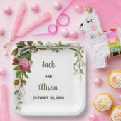 Rosa Rose Minimalistisches Blumengrün Pappteller (Party)