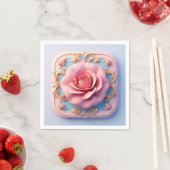 Rosa Rose mit aufwändigen Details zu den goldenen Serviette (Beispiel)