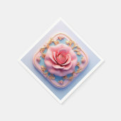 Rosa Rose mit aufwändigen Details zu den goldenen Serviette (Ecke)