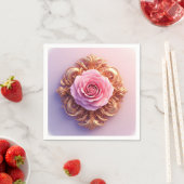 Rosa Rose mit aufwändigen Details zu den goldenen Serviette (Beispiel)