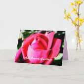 Rosa Rose mit benutzerdefinierter Textgrüßkarte Karte (Gelbe Blume)