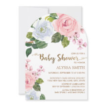 Rosa Rose mit Blumen Arch Babydusche