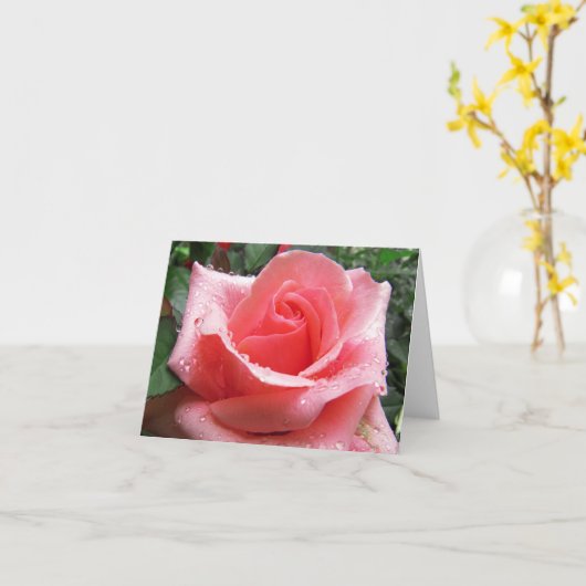 Rosa Rose mit Deep-Notizkarte Karte (Gelbe Blume)