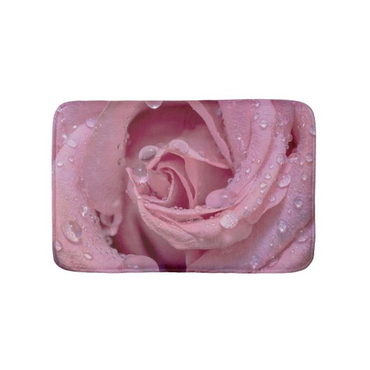 Rosa Rose mit Dewdrops Badematte (Vorderseite)