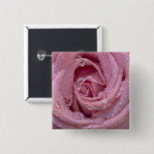 Rosa Rose mit Dewdrops Button (Vorne & Hinten)