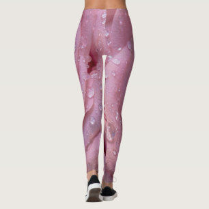 Rosa Rose mit Dewdrops Leggings