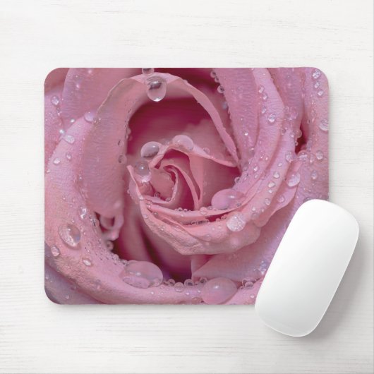 Rosa Rose mit Dewdrops Mousepad (Mit Mouse)