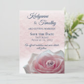Rosa Rose mit Diamanthochzeit Save The Date (Stehend Vorderseite)