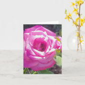 Rosa Rose mit einer Personalisierten Bienen-Grußka Karte (Gelbe Blume)