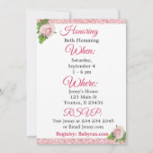 Rosa Rose mit Flora und Fauna laden ein Mädchen mi Einladung (Rückseite)