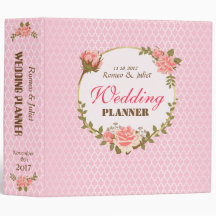 Rosa Rose mit Goldkreis-Hochzeits-Planer-Mappe
