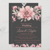 Rosa Rose mit Grünpflanzen Einladung zur Hochzeit (Vorne/Hinten)