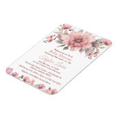 Rosa Rose mit Grünpflanzen Kinderdusche Einladung Magnet (Linke Seite)