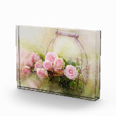 Rosa Rose mit Korb Fotoblock (Rechts)