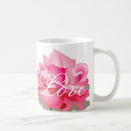 Rosa Rose mit Liebe Kaffeetasse (Rechts)