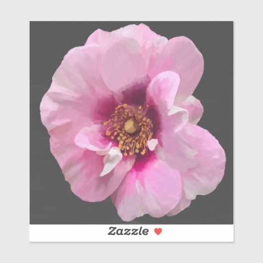 Rosa Rose mit Lila Herz - Ölgemälde Aufkleber (Blatt)