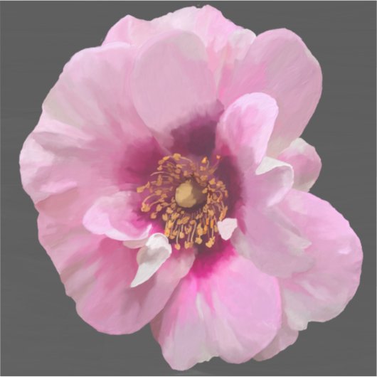 Rosa Rose mit Lila Herz - Ölgemälde Aufkleber (Vorderseite)